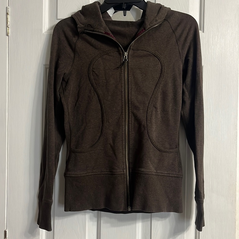 Brown lulu Scuba full zip up jacket/hoodie